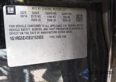 2014 Chevrolet Volt из США, поврежденный, VIN 1G1RG6E45EU153953